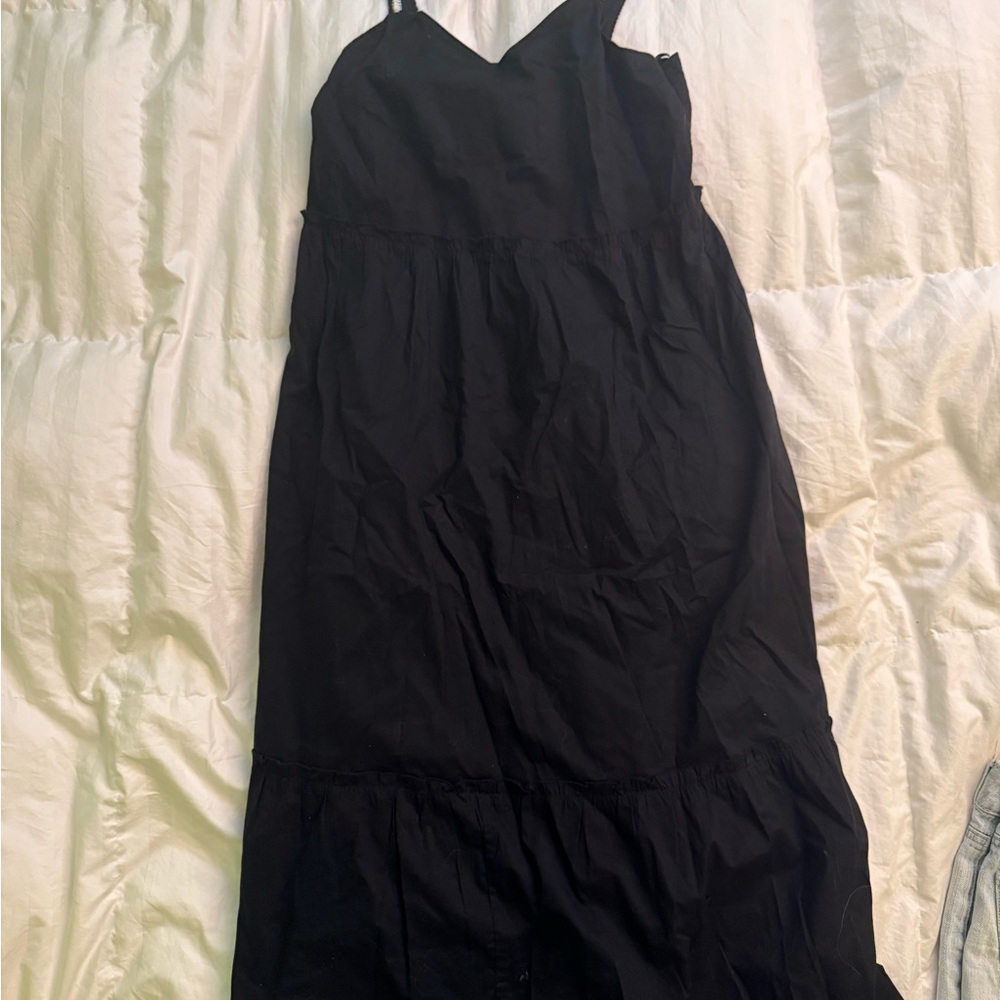 Black summer flowy maxi dress